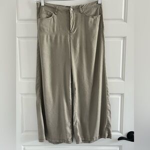 NYDJ Lift x Tuck Linen Blend Cropped Wide-Leg Pants Neutral Size 0